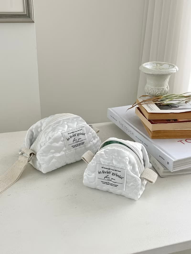 heart quilting pouch S_white pearl