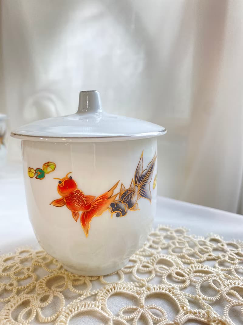 【好日戀物】早期收藏。日據瓷器金魚杯日本九谷茶杯水杯禮物