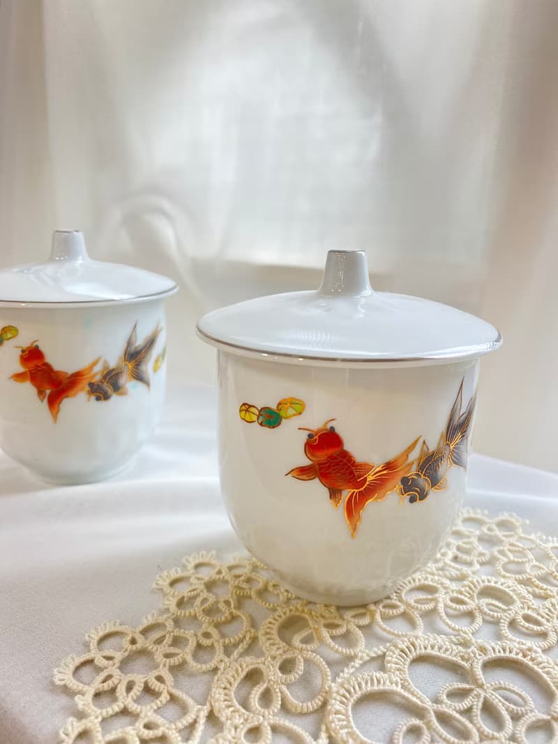 【好日戀物】早期收藏。日據瓷器金魚杯日本九谷茶杯水杯禮物