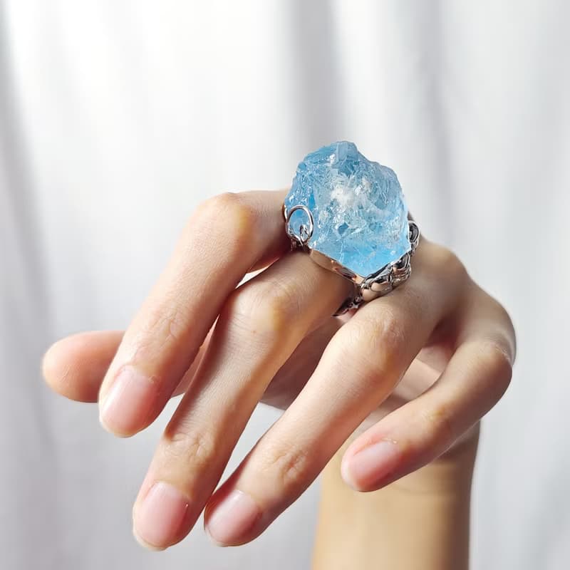 稀有頂級藍螢石 雪山 智慧 事業 戒指 內徑16.5mm 單品 禮物 收藏