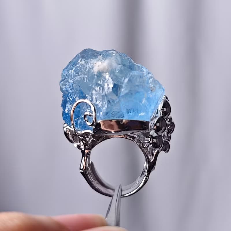 稀有頂級藍螢石 雪山 智慧 事業 戒指 內徑16.5mm 單品 禮物 收藏
