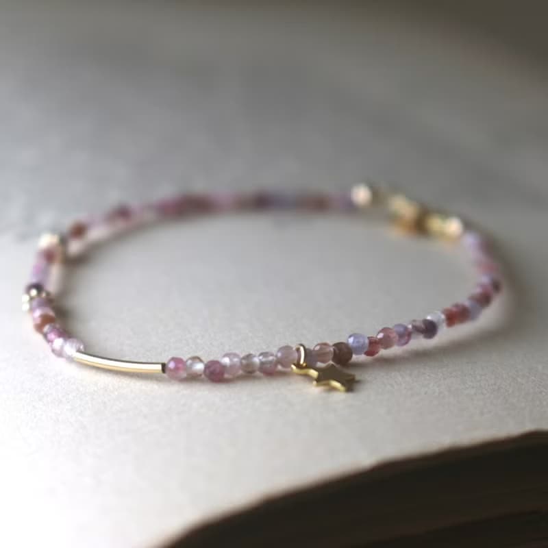 手鍊 粉碧璽 安德森石 - 綁馬尾漂亮 -