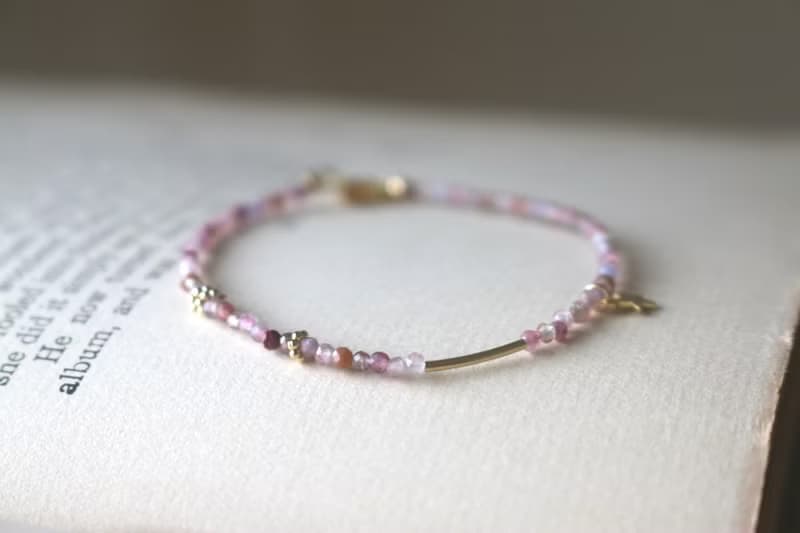 手鍊 粉碧璽 安德森石 - 綁馬尾漂亮 -