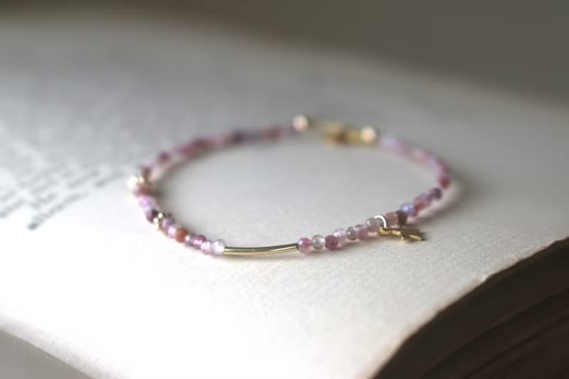 手鍊 粉碧璽 安德森石 - 綁馬尾漂亮 -