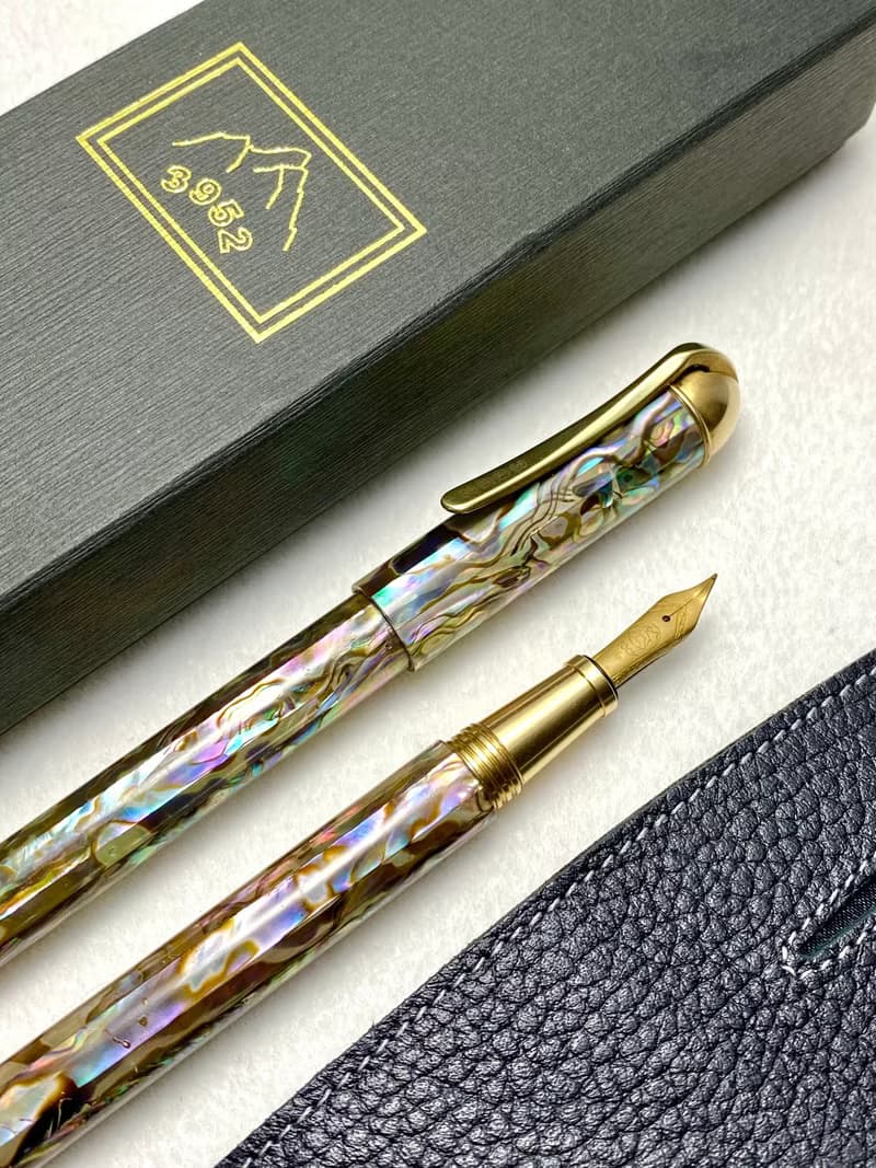 3952老山羊-噍吧哖 嚴選全鮑魚貝殼 原銅 金沙書法鈦尖鋼筆