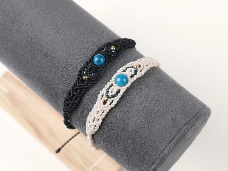 Apatite Labradorite Lapislazuli Natural Stone Macrame Knot Bracelet