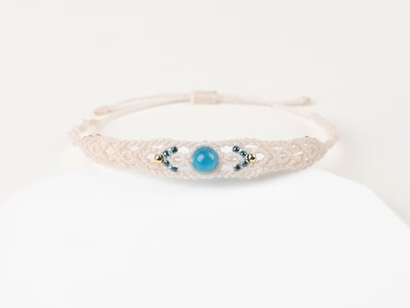 Apatite Labradorite Lapislazuli Natural Stone Macrame Knot Bracelet