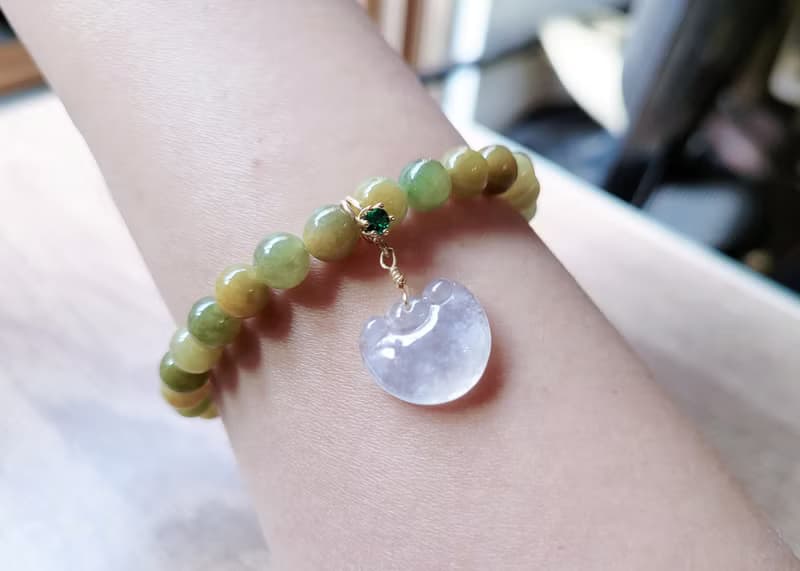 【純翠】天然翡翠 胖如意翠綠鎖 手串