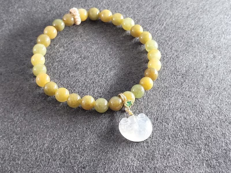 【純翠】天然翡翠 胖如意翠綠鎖 手串