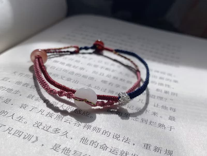 售完供欣賞// 禪絮。翡翠小平安扣復古編織手繩 瑪瑙素銀花手鏈