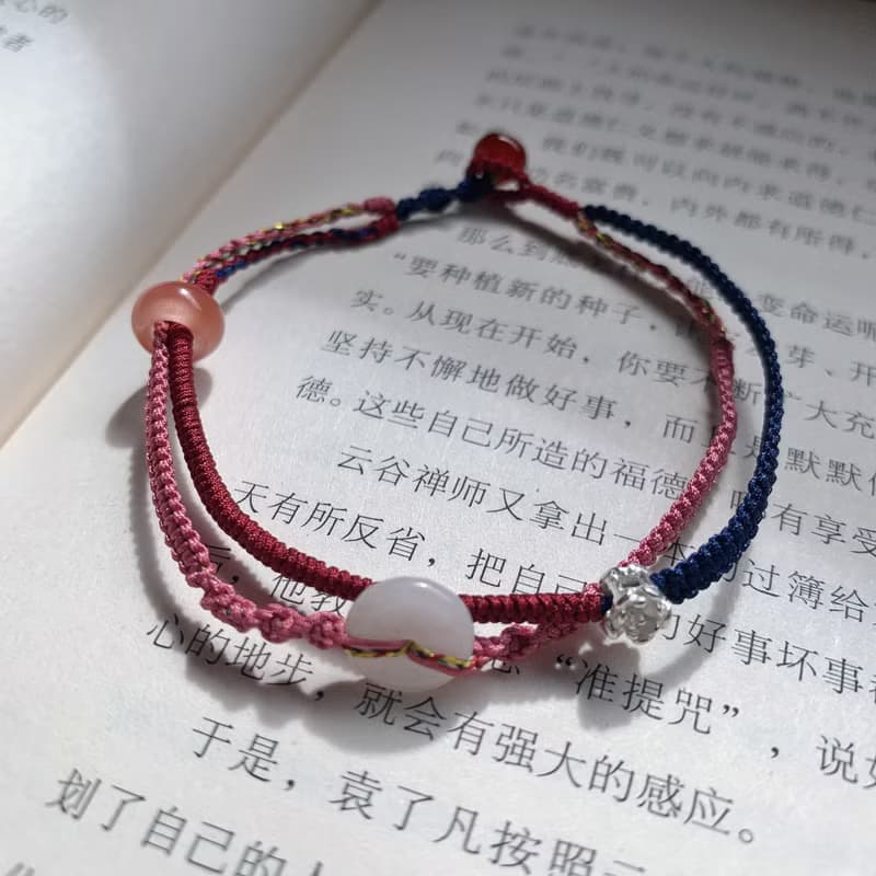 售完供欣賞// 禪絮。翡翠小平安扣復古編織手繩 瑪瑙素銀花手鏈