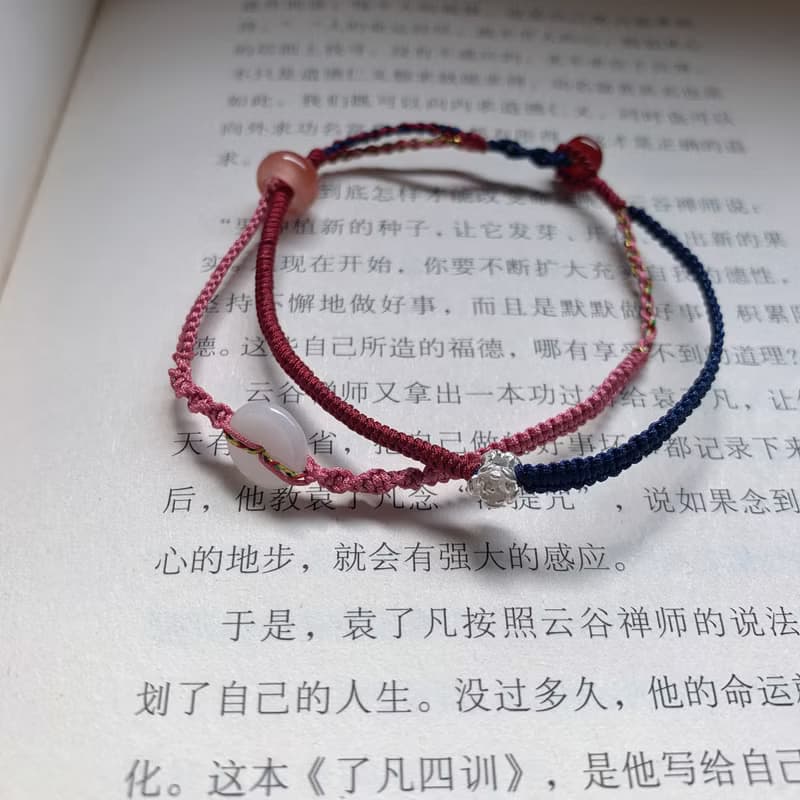 售完供欣賞// 禪絮。翡翠小平安扣復古編織手繩 瑪瑙素銀花手鏈