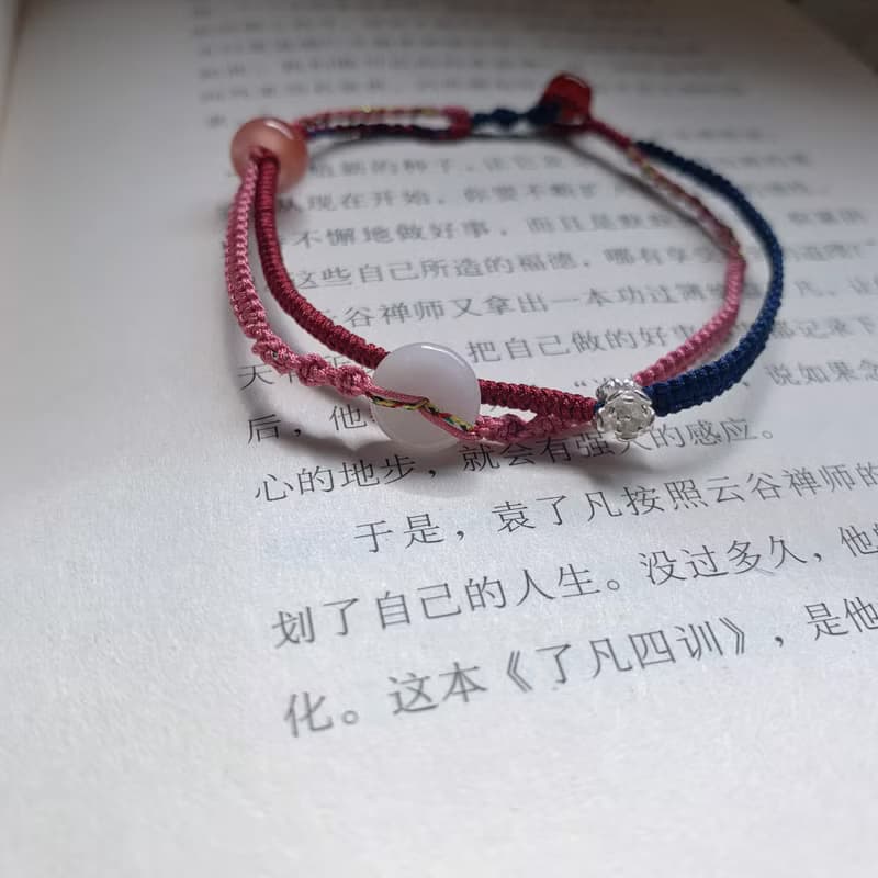 售完供欣賞// 禪絮。翡翠小平安扣復古編織手繩 瑪瑙素銀花手鏈