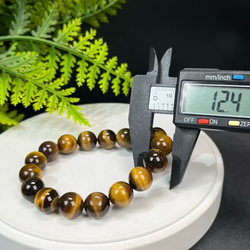 天然黃虎眼石手串12.4mm閃電貓眼招財黃色虎晴石手環能量勇氣信心
