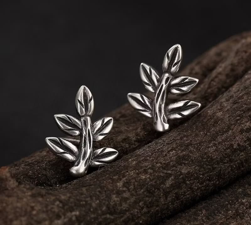 Real S 925 Sterling Silver Fine Jewelry for Women Vintage Handmade Stud Earrings