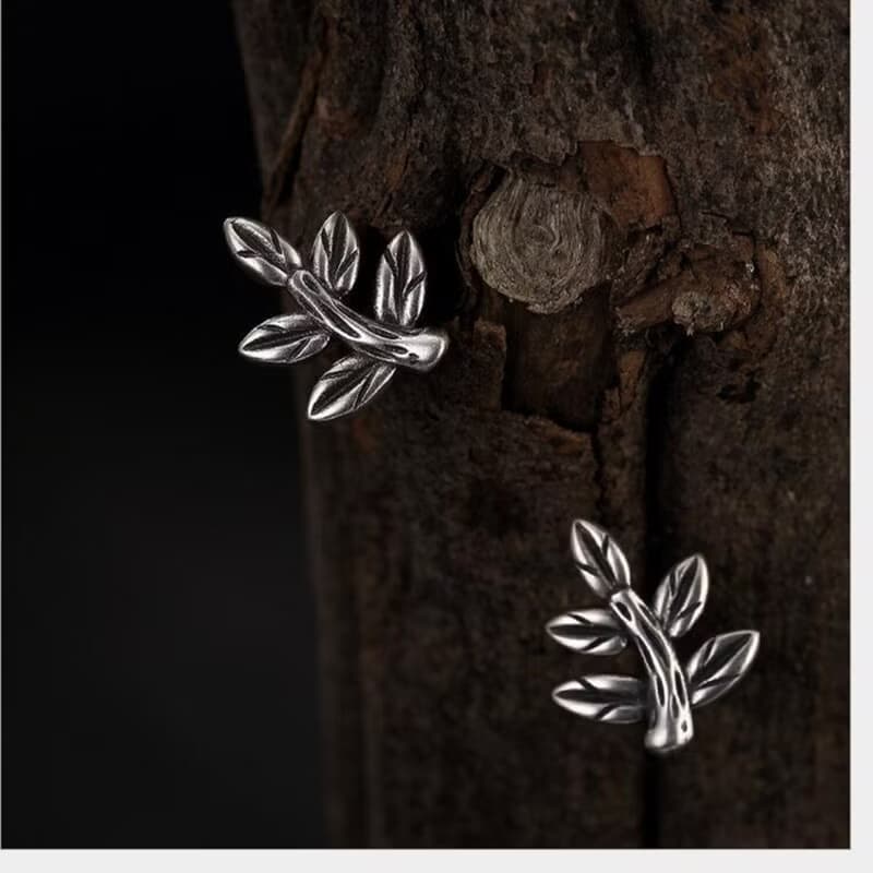 Real S 925 Sterling Silver Fine Jewelry for Women Vintage Handmade Stud Earrings
