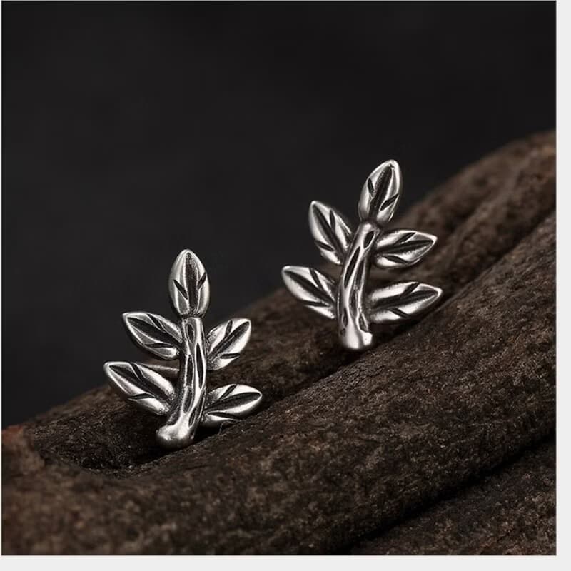 Real S 925 Sterling Silver Fine Jewelry for Women Vintage Handmade Stud Earrings