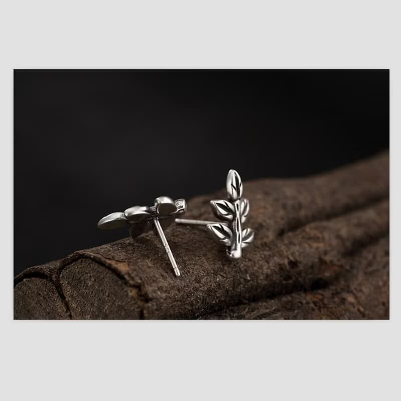 Real S 925 Sterling Silver Fine Jewelry for Women Vintage Handmade Stud Earrings