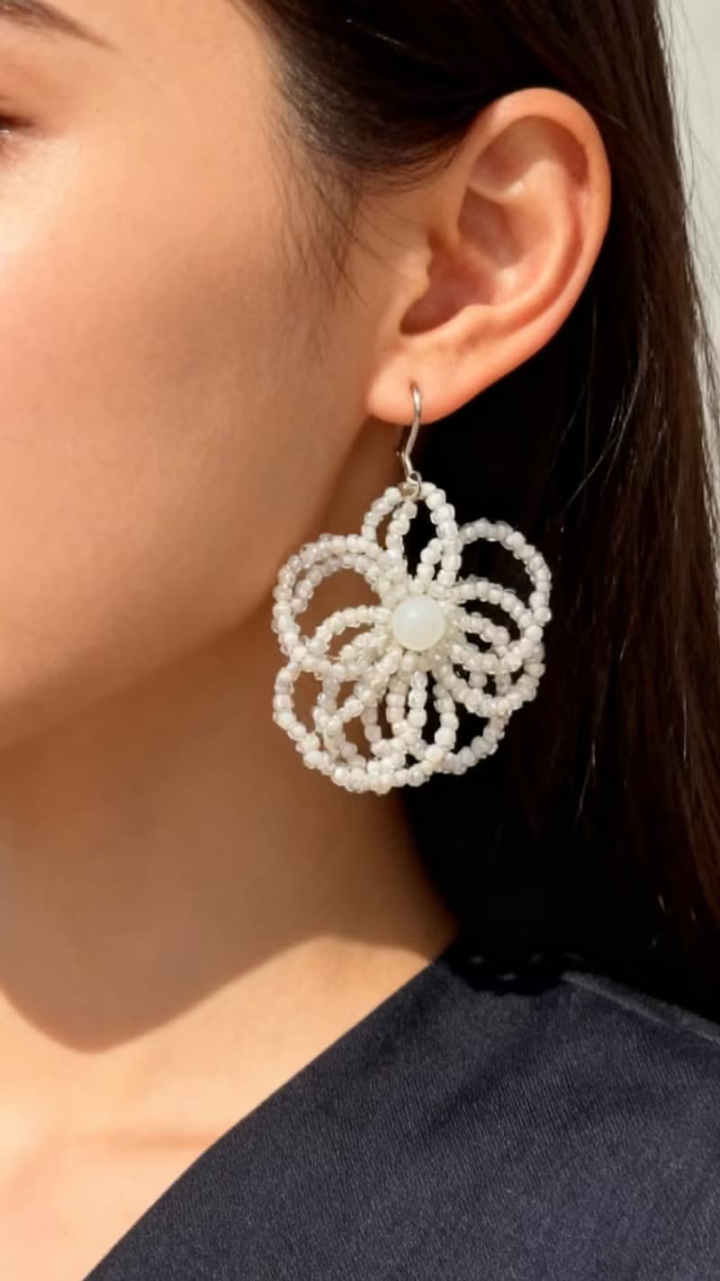 Crystal.EAA 設計款琉璃耳飾 月白星芒花簇耳環