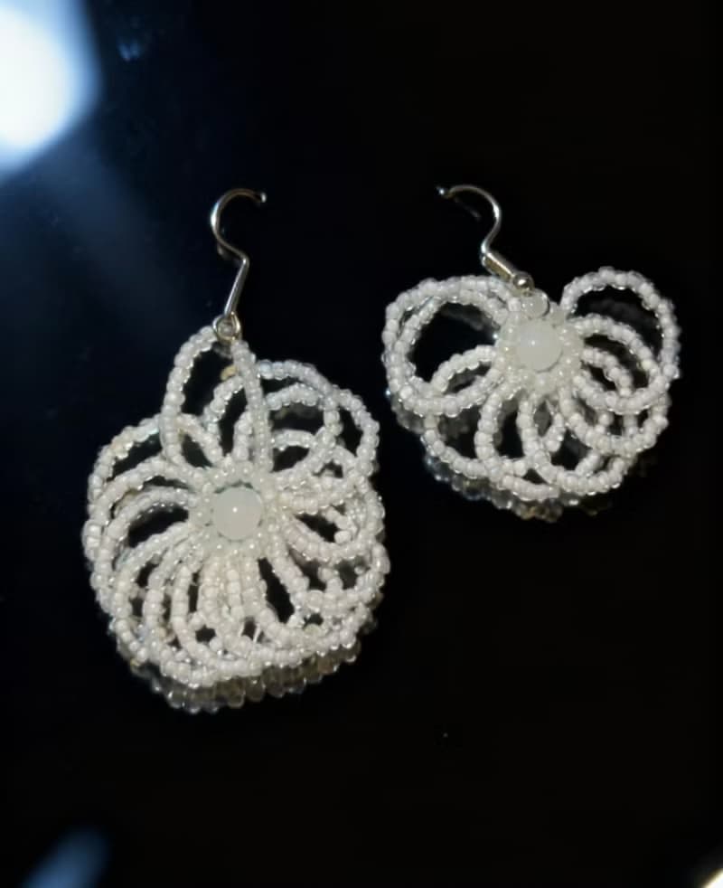 Crystal.EAA 設計款琉璃耳飾 月白星芒花簇耳環