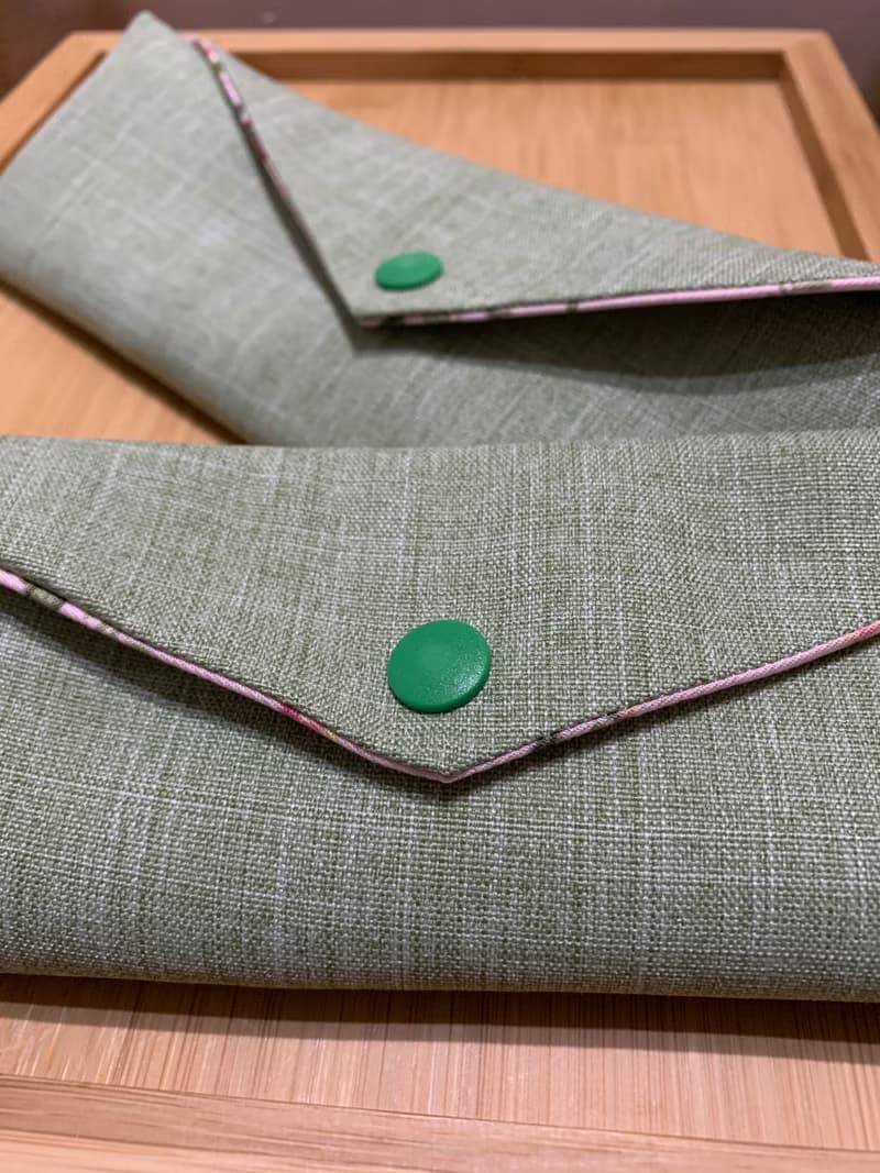 文青風環保筷袋 ~夏日晚風 清涼綠 收納 手作餐具袋 純棉