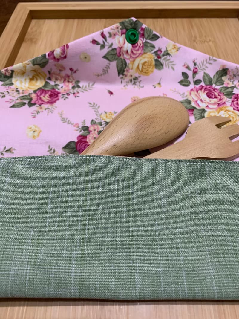 文青風環保筷袋 ~夏日晚風 清涼綠 收納 手作餐具袋 純棉