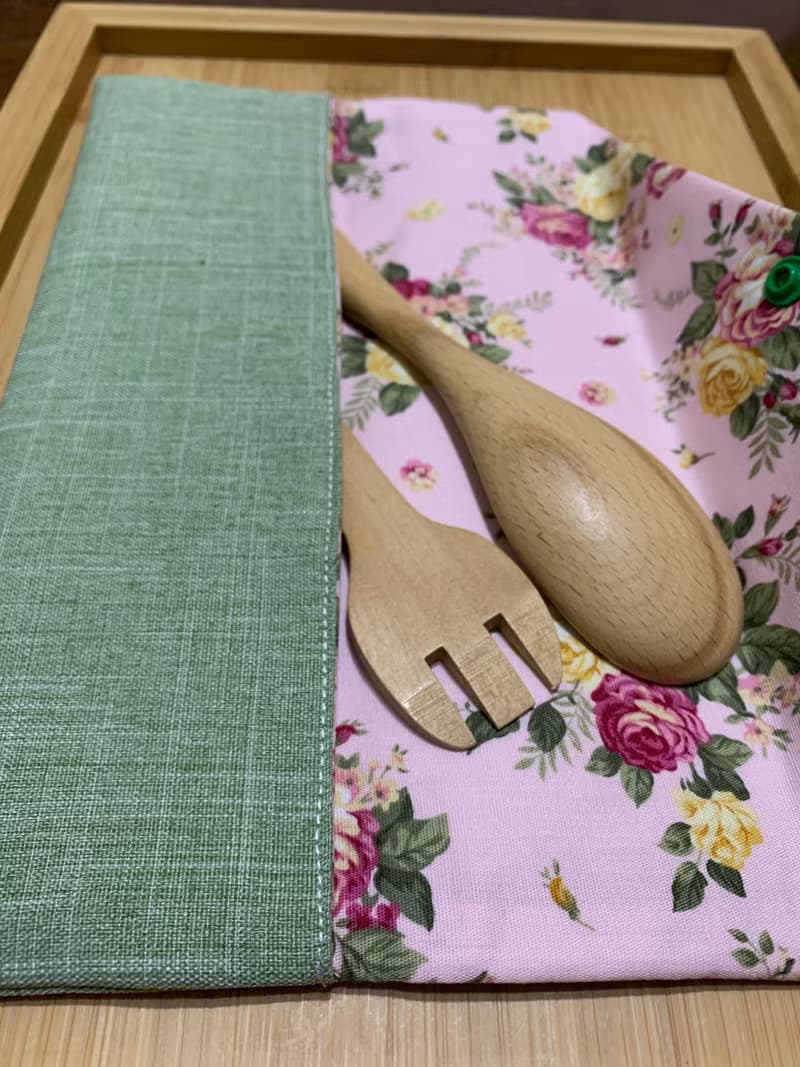 文青風環保筷袋 ~夏日晚風 清涼綠 收納 手作餐具袋 純棉