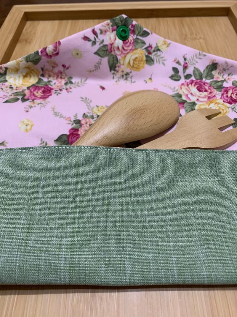 文青風環保筷袋 ~夏日晚風 清涼綠 收納 手作餐具袋 純棉