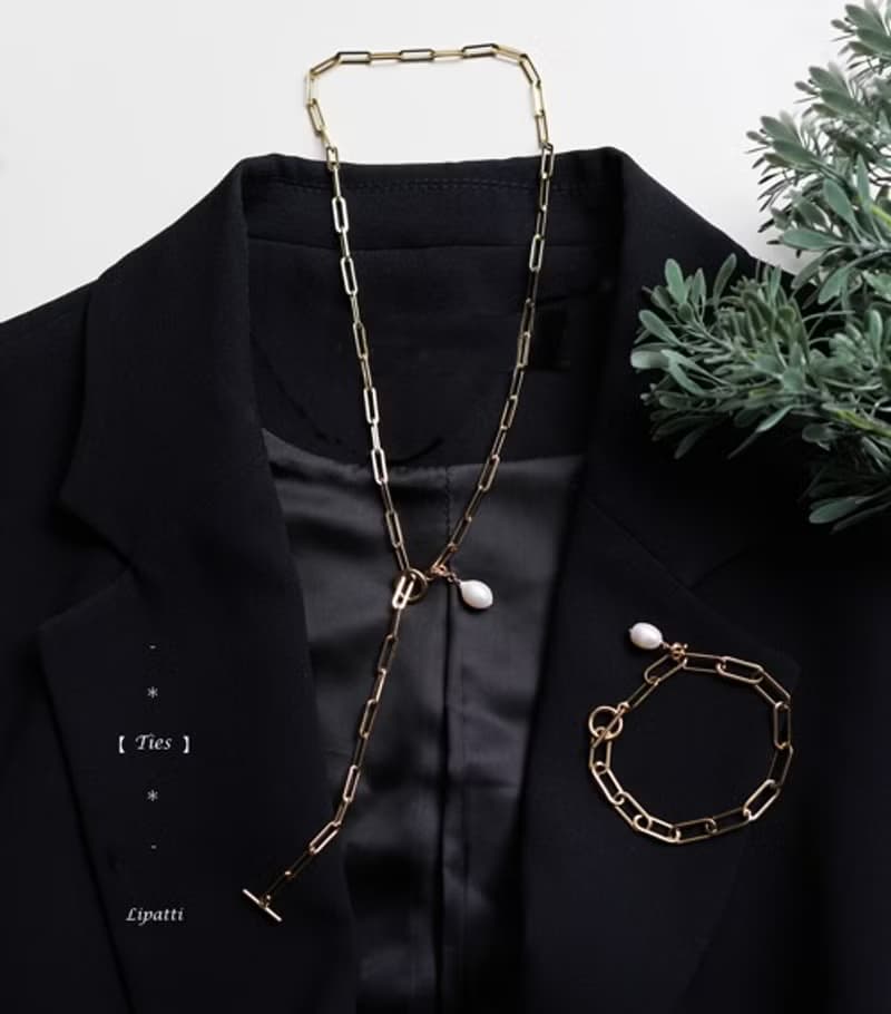 真珠外付け・サージカルステンレスのマンテルブレスレット　Bona