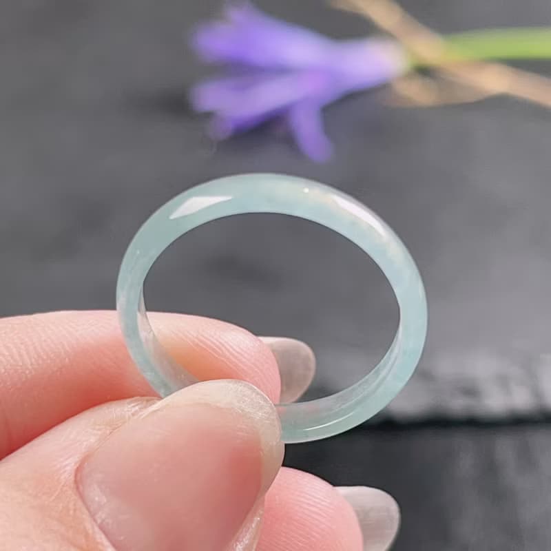 【求‧緣】冰藍水翡翠戒指戒圈 | 國際15圍 | 天然翡翠A貨 | 送禮