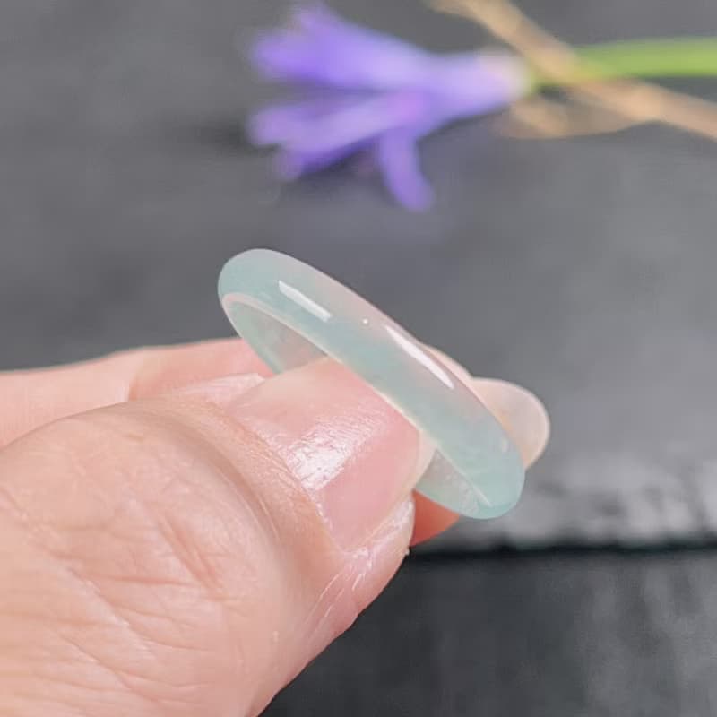 【求‧緣】冰藍水翡翠戒指戒圈 | 國際15圍 | 天然翡翠A貨 | 送禮