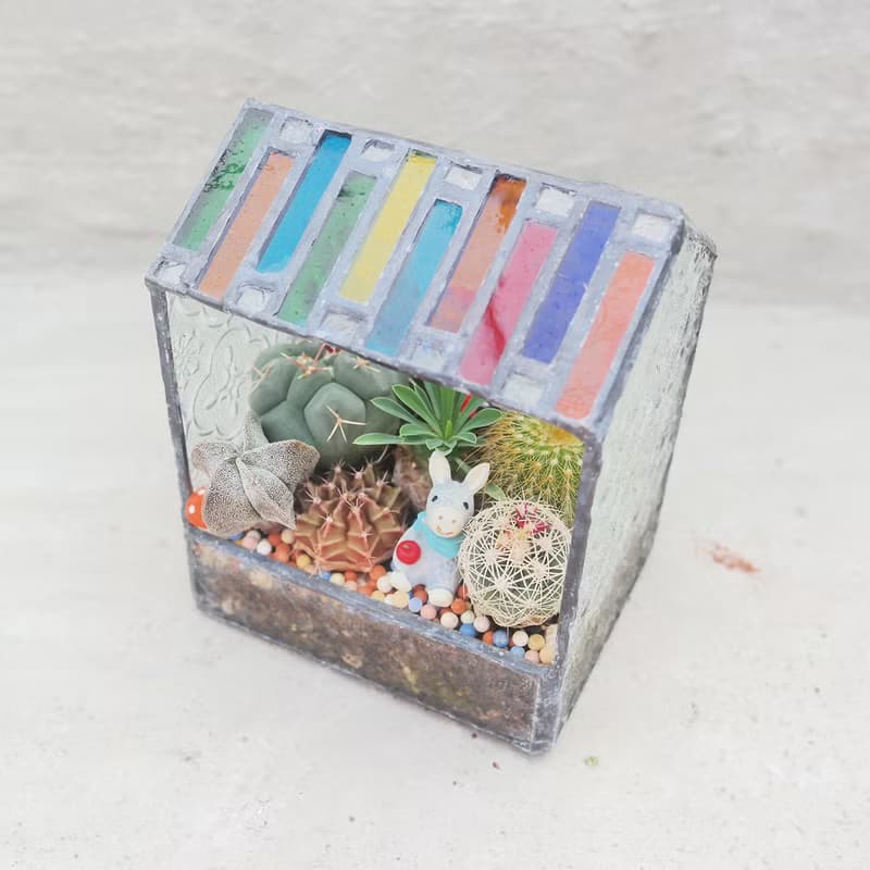 【荳荳多肉】【(訂做)鑲嵌玻璃小屋】喬遷│送禮│升遷│多肉植物