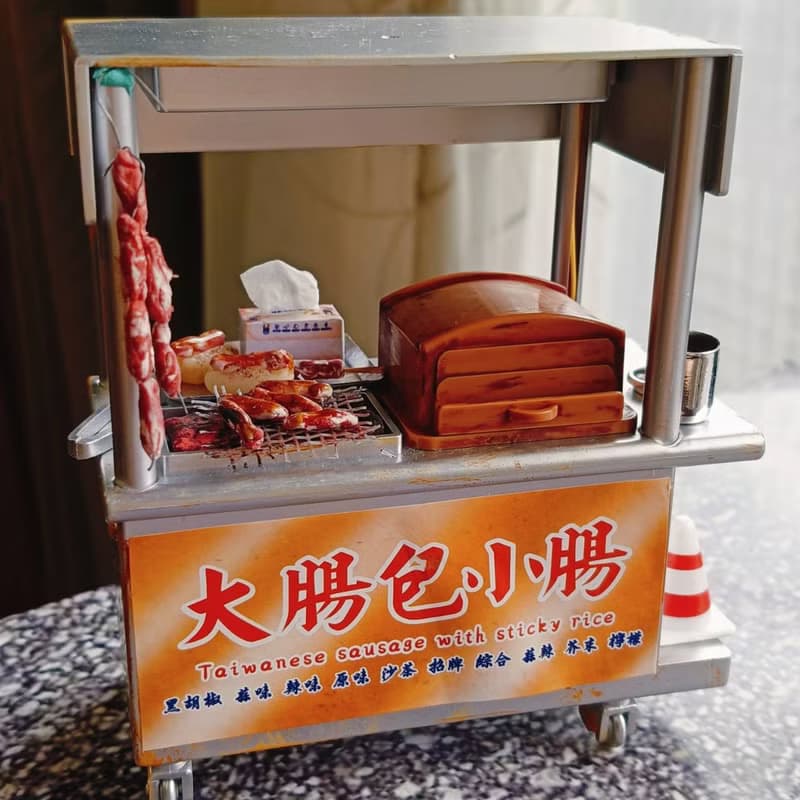 大腸包小腸 香腸 可亮燈 攤車 夜市 點心 小吃 台式 袖珍 手作