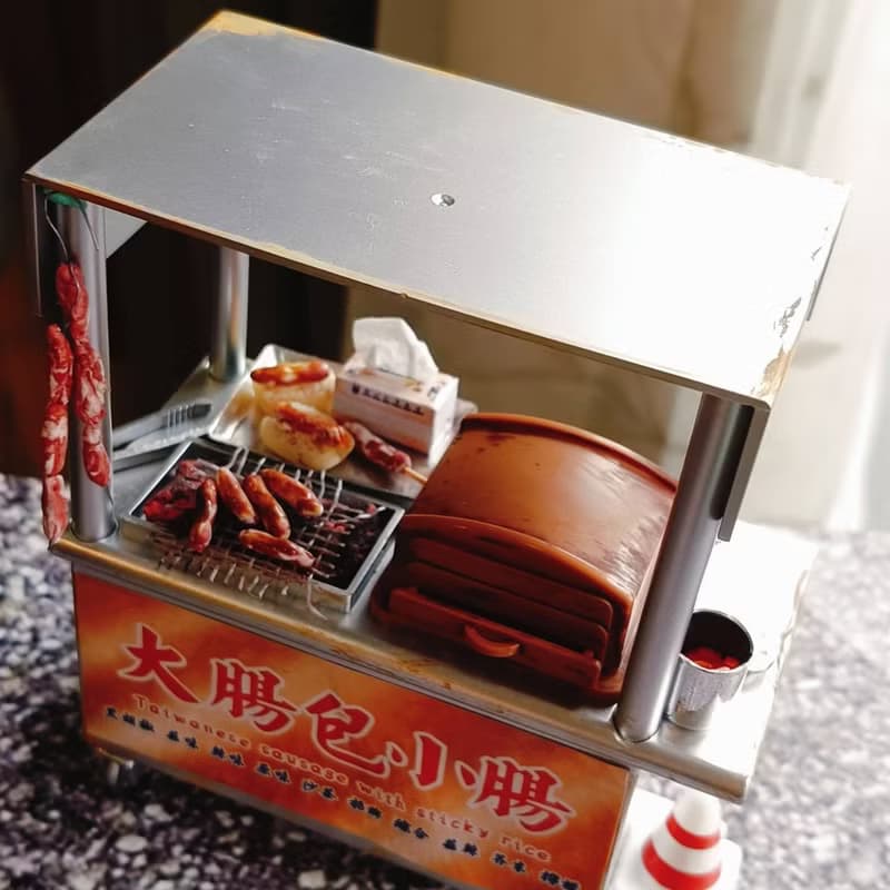 大腸包小腸 香腸 可亮燈 攤車 夜市 點心 小吃 台式 袖珍 手作