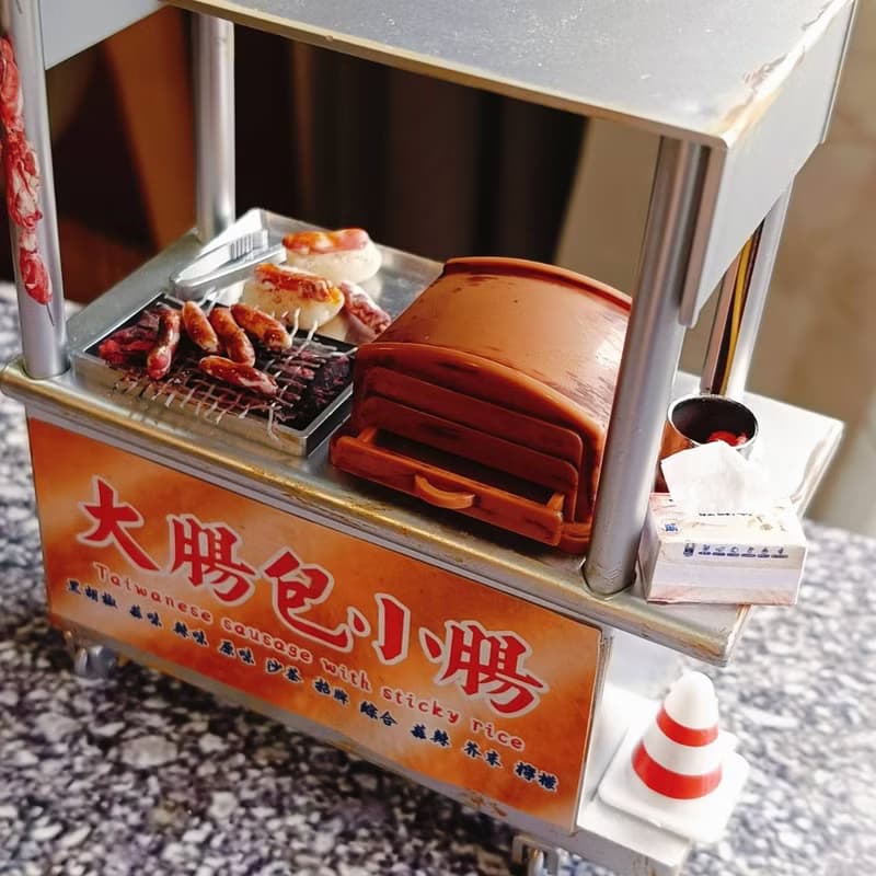 大腸包小腸 香腸 可亮燈 攤車 夜市 點心 小吃 台式 袖珍 手作