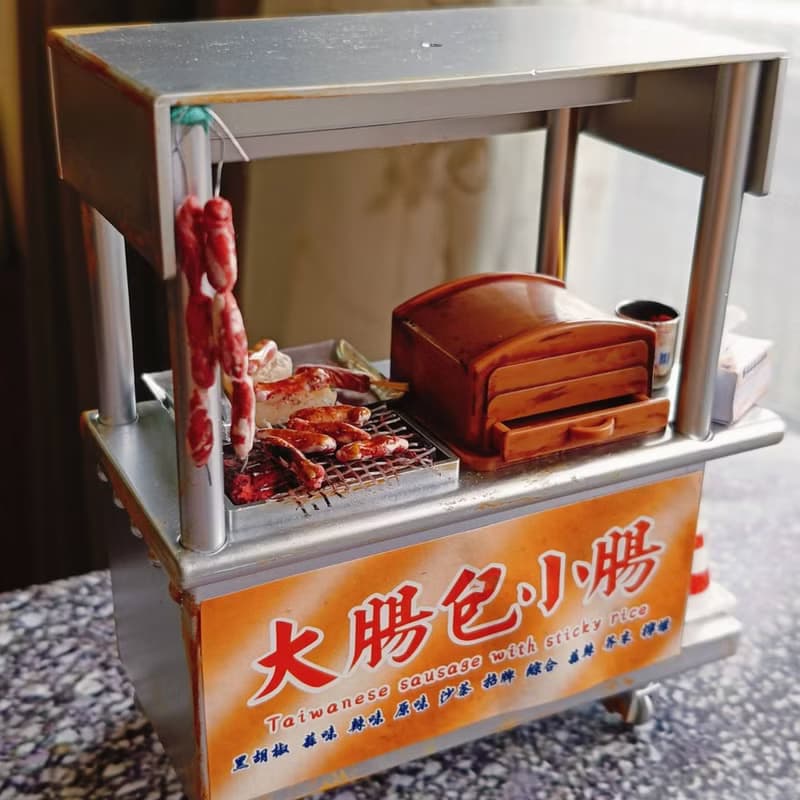 大腸包小腸 香腸 可亮燈 攤車 夜市 點心 小吃 台式 袖珍 手作