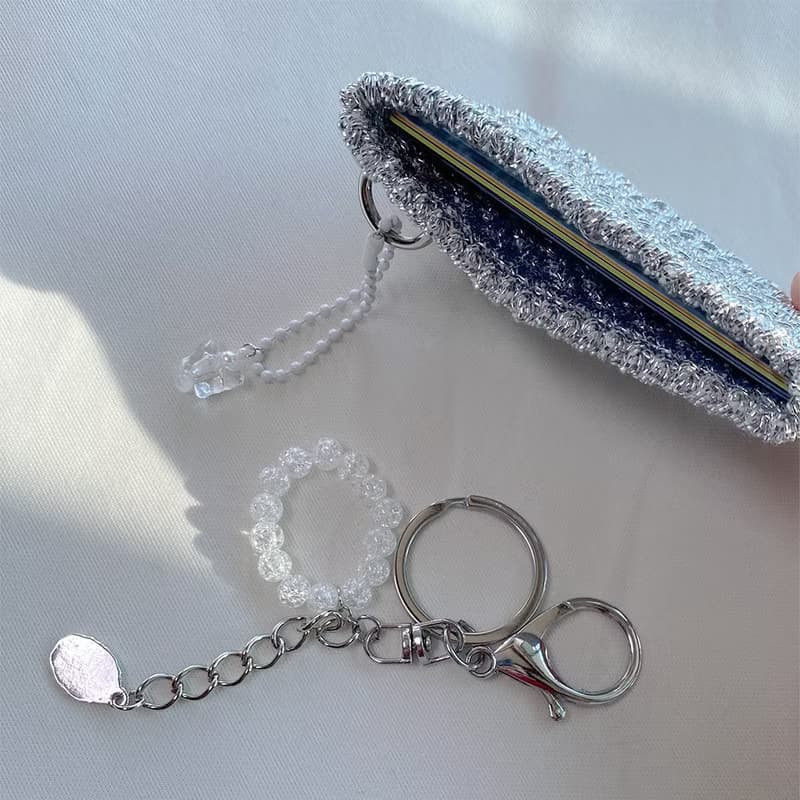 Twinkle Silver Metal Crochet Card Wallet ( + Key ring included )