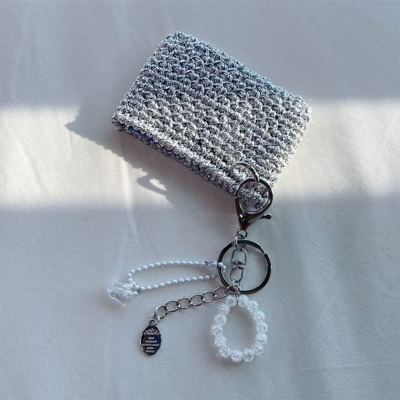 Twinkle Silver Metal Crochet Card Wallet ( + Key ring included )