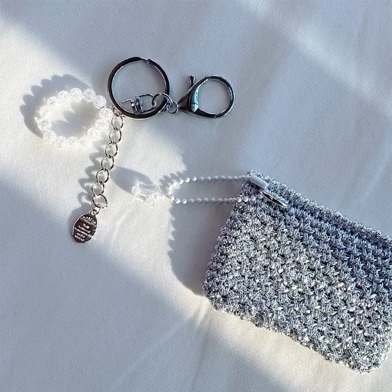 Twinkle Silver Metal Crochet Card Wallet ( + Key ring included )