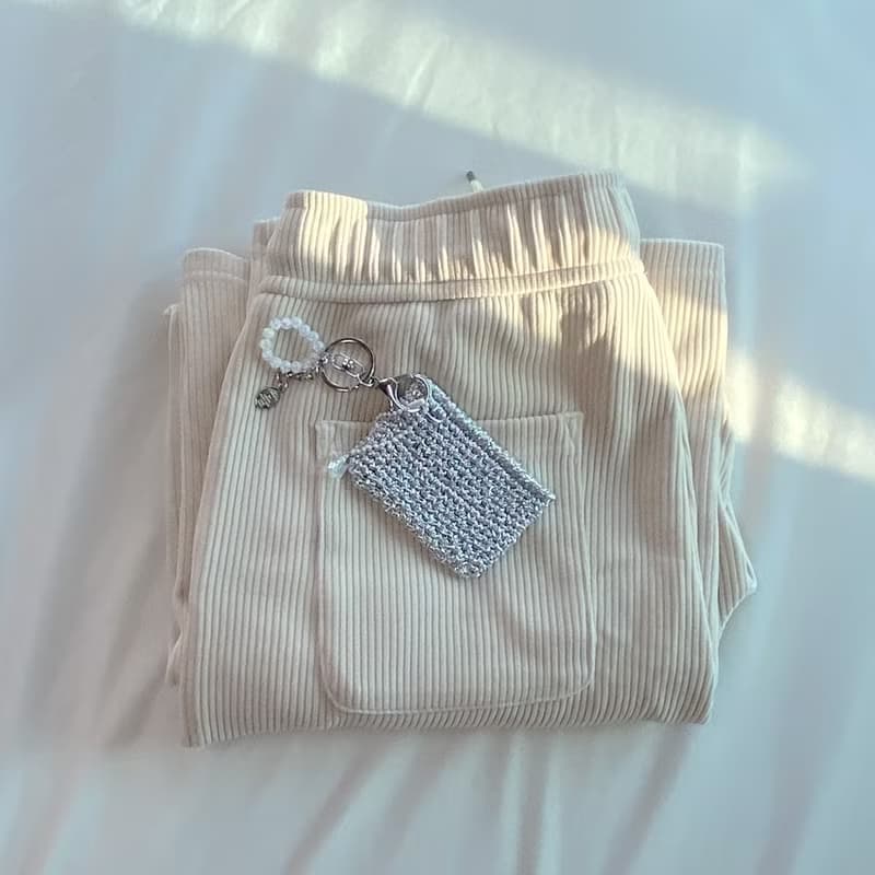 Twinkle Silver Metal Crochet Card Wallet ( + Key ring included )