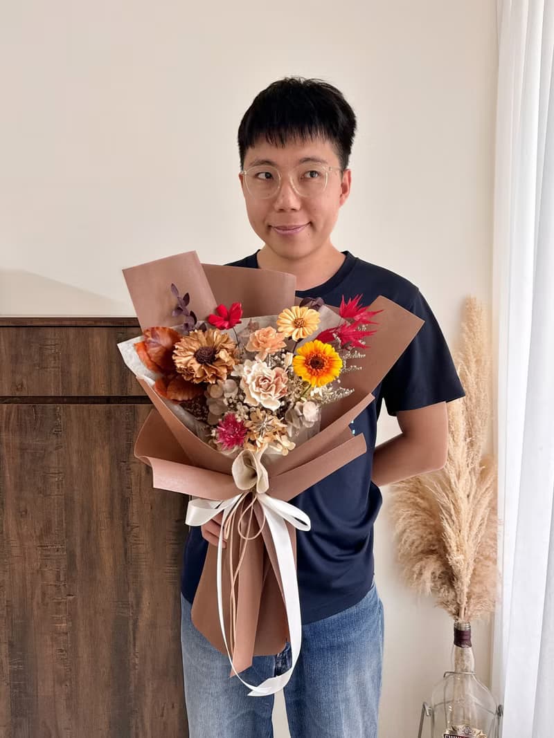 秋天感 永生太陽花花束 畢業花束