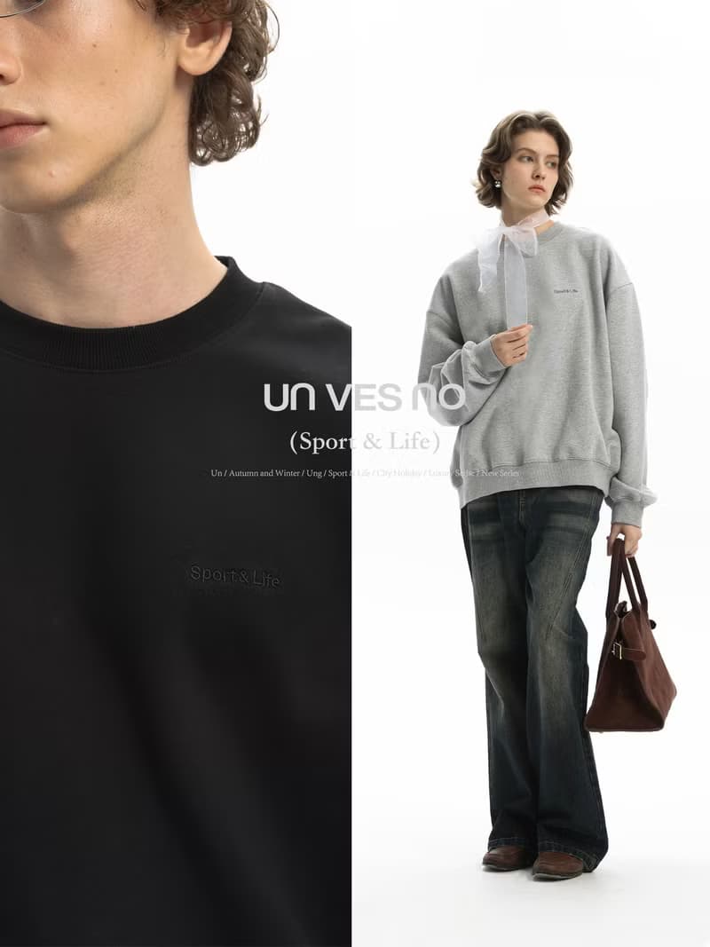 【加絨】Unvesno(UN) 三合一功能自發熱抗菌抗靜電刺繡圓領衛衣