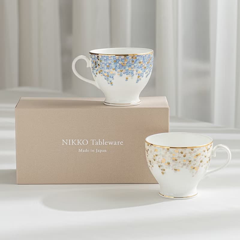 【結婚禮物】Spangles 咖啡杯對杯組 藍&金 /Nikko/附禮盒