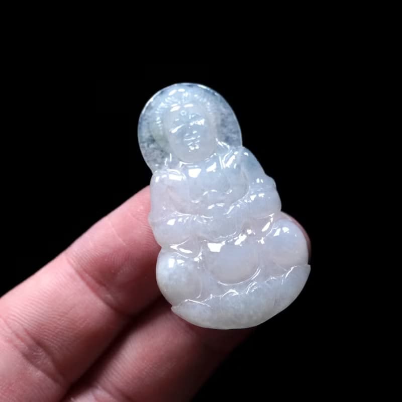 冰種翡翠精雕觀音菩薩 | 天然緬甸玉翡翠A貨 | 送禮