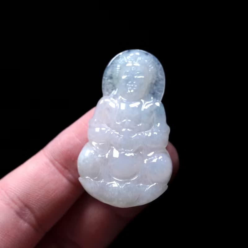 冰種翡翠精雕觀音菩薩 | 天然緬甸玉翡翠A貨 | 送禮