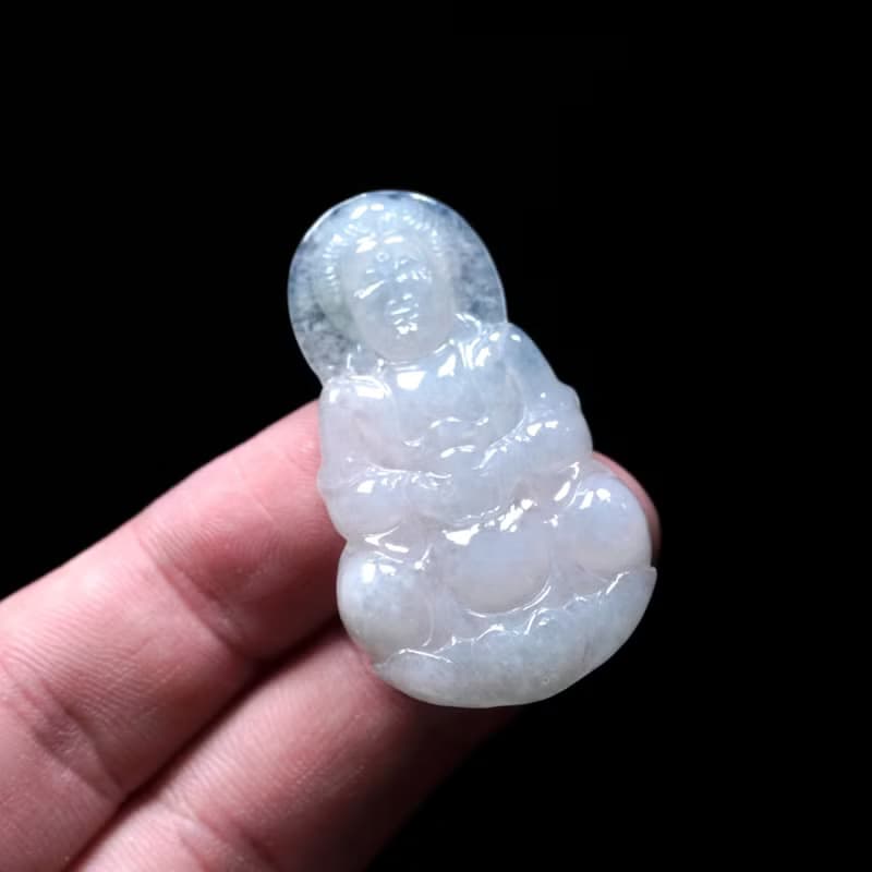 冰種翡翠精雕觀音菩薩 | 天然緬甸玉翡翠A貨 | 送禮