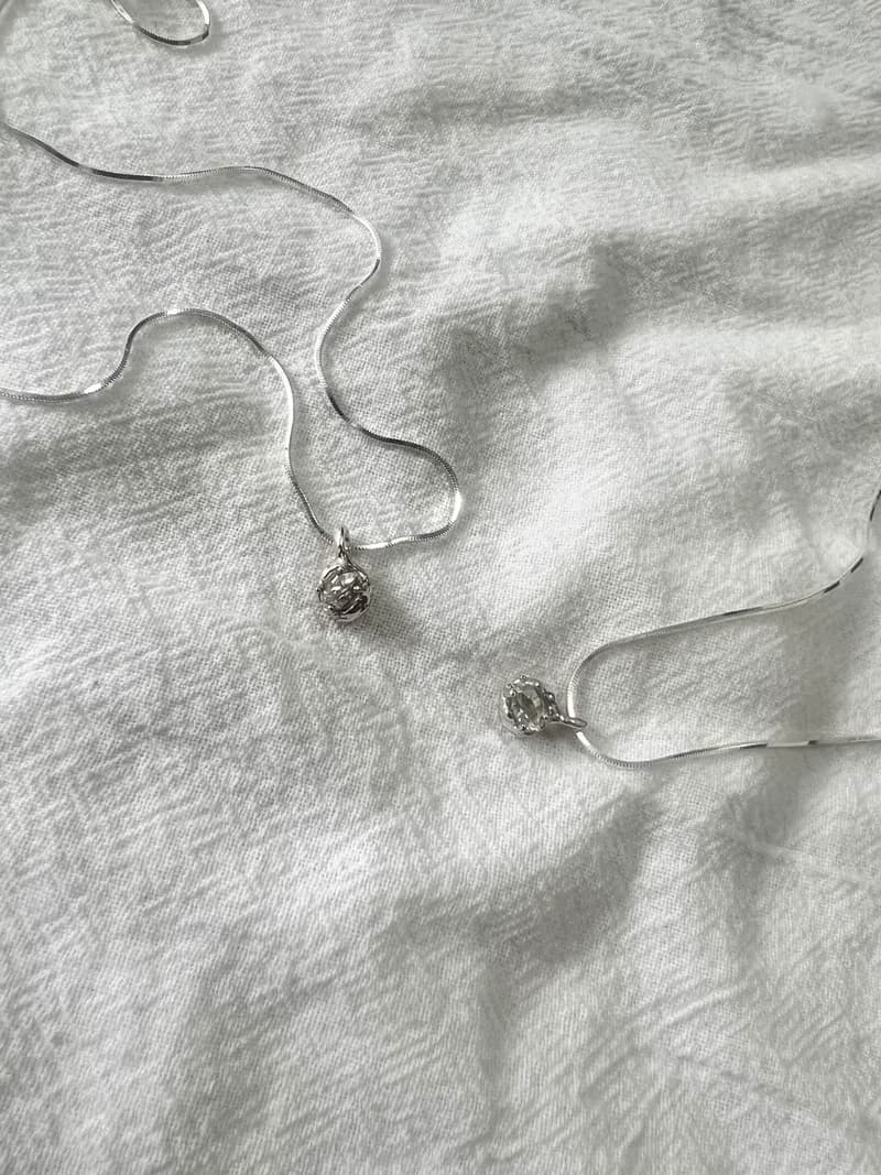 赫基蒙水晶 閃靈鑽 迷你墜 純銀項鍊