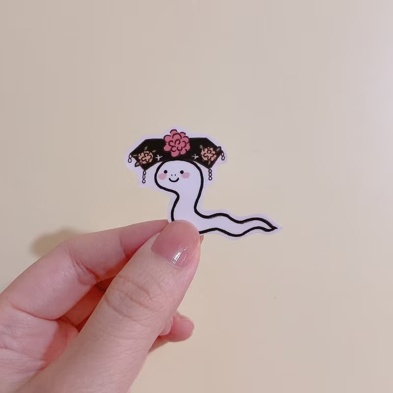 萬用防水透明小貼紙 / 蛇蛇兩隻 / 行李箱貼紙 透明貼紙 萬用貼紙