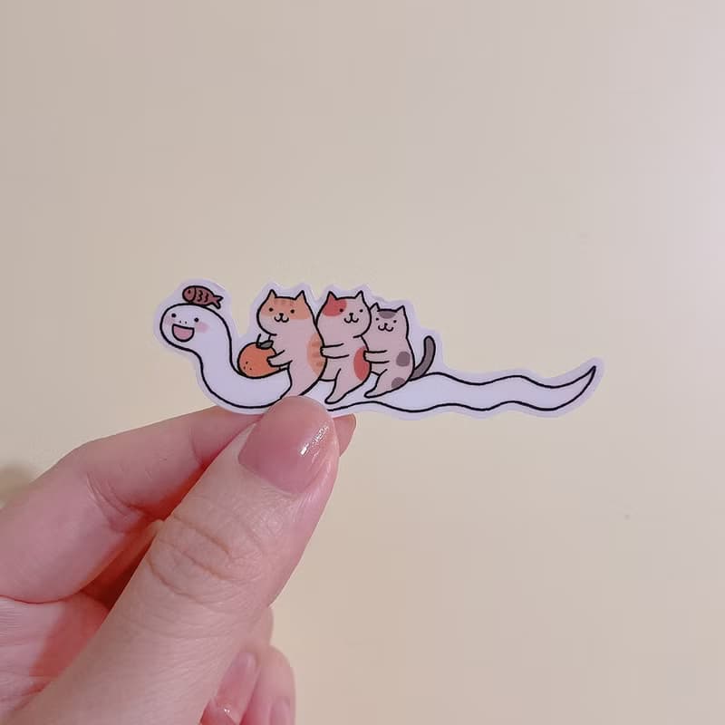萬用防水透明小貼紙 / 蛇蛇兩隻 / 行李箱貼紙 透明貼紙 萬用貼紙