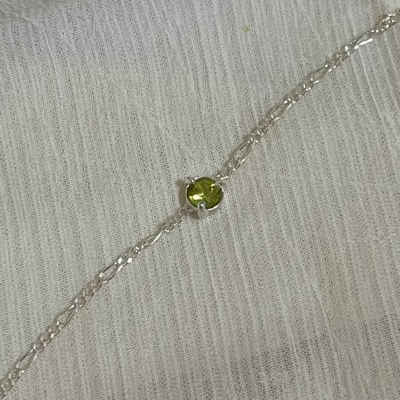 七月葉金工 / Peridot橄欖石手鍊 /925純銀手鍊